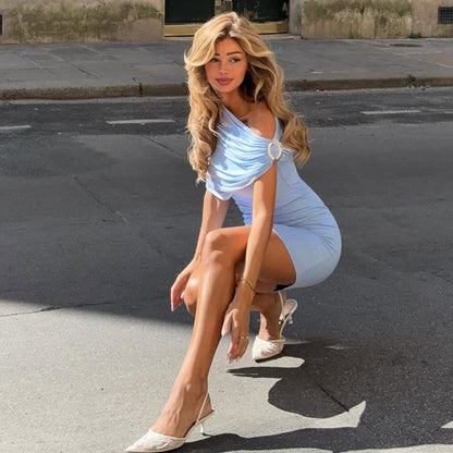 Vestido Justo Elegante de Cor Sólida – Silhueta Feminina e Sofisticada