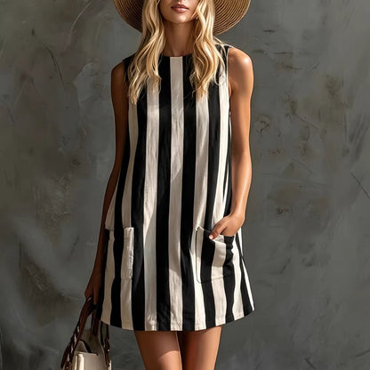 Mariana, vestido Mini às Riscas com Toque Retro