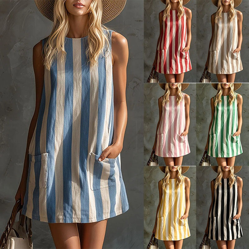 Mariana, vestido Mini às Riscas com Toque Retro
