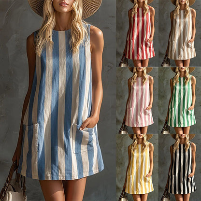 Mariana, vestido Mini às Riscas com Toque Retro