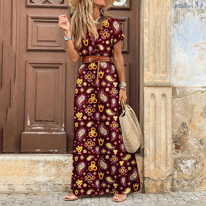 Vestido Boho Floral com Decote em V – Estilo Romântico e Fluido