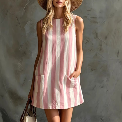 Mariana, vestido Mini às Riscas com Toque Retro